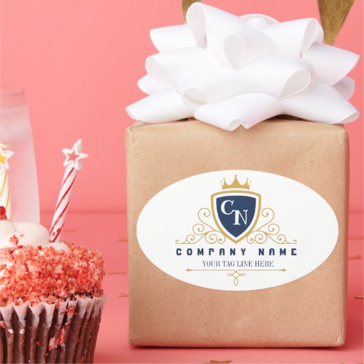 Customize Luxury hotel business or restaurant logo 楕円形シール (パーティー)