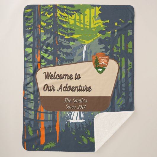 Customize Marymere Falls Family Camping Adventure シェルパブランケット (正面)