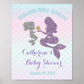 Customize Mermaid Baby Shower Purple Teal Welcome ポスター (正面)
