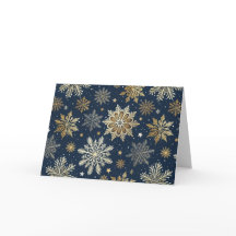 Customize Modern Navy & Gold Snowflakes
