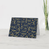 Customize Modern Navy & Gold W/Christmas Script シーズンカード (裏面)