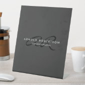 Customize Monogram Plain Gray Black Add Name 台座サイン (インサイチュ)