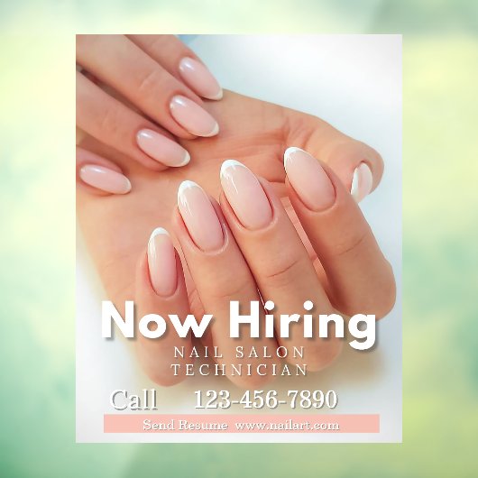 Customize Now Hiring Nail Salon Technician Pink ウィンドウサイン (シート3)