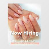 Customize Now Hiring Nail Salon Technician Pink ウィンドウサイン (シート)