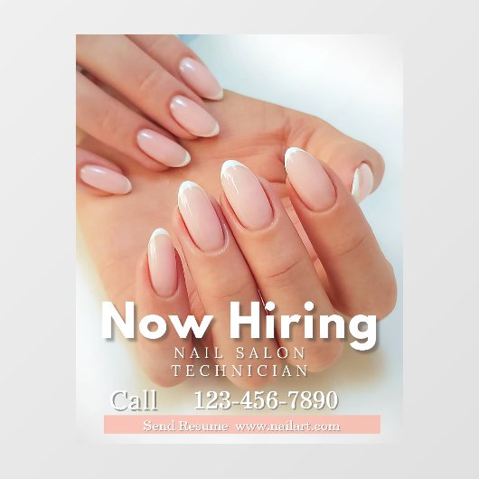 Customize Now Hiring Nail Salon Technician Pink ウィンドウサイン (シート)