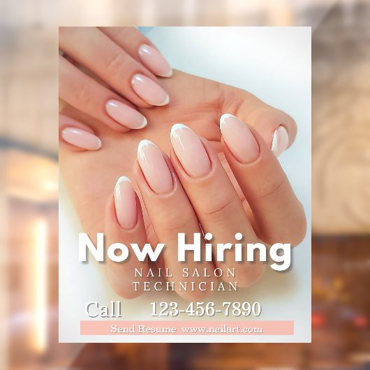 Customize Now Hiring Nail Salon Technician Pink ウィンドウサイン (シート2)