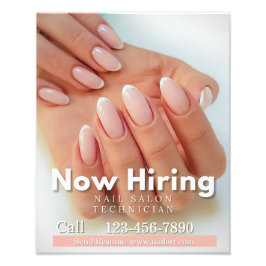 Customize Now Hiring Nail Salon Technician Pink フォトプリント