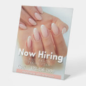 Customize Now Hiring Nail Salon Technician Pink 台座サイン (正面)