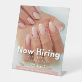 Customize Now Hiring Nail Salon Technician Pink 台座サイン