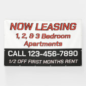 Customize Now Leasing 1 2 Or 3 Bedroom Apartments 横断幕 (横)