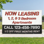 Customize Now Leasing 1 2 Or 3 Bedroom Apartments 横断幕 (外側)