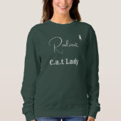 Customize Pet Lover Green And White Script Cat Mom スウェットシャツ (正面)