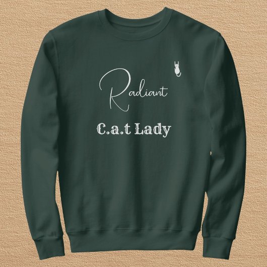 Customize Pet Lover Green And White Script Cat Mom スウェットシャツ