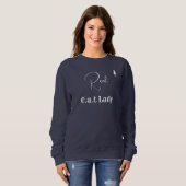 Customize Pet Lover Navy Blue White Script Cat Mom スウェットシャツ (正面フル)