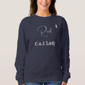 Customize Pet Lover Navy Blue White Script Cat Mom スウェットシャツ (正面)