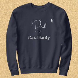 Customize Pet Lover Navy Blue White Script Cat Mom スウェットシャツ