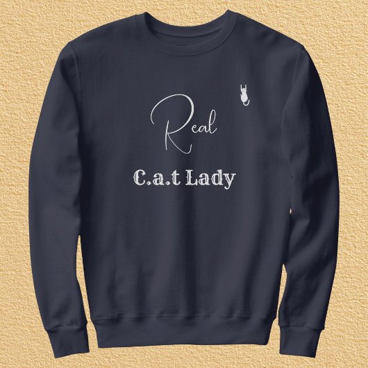 Customize Pet Lover Navy Blue White Script Cat Mom スウェットシャツ