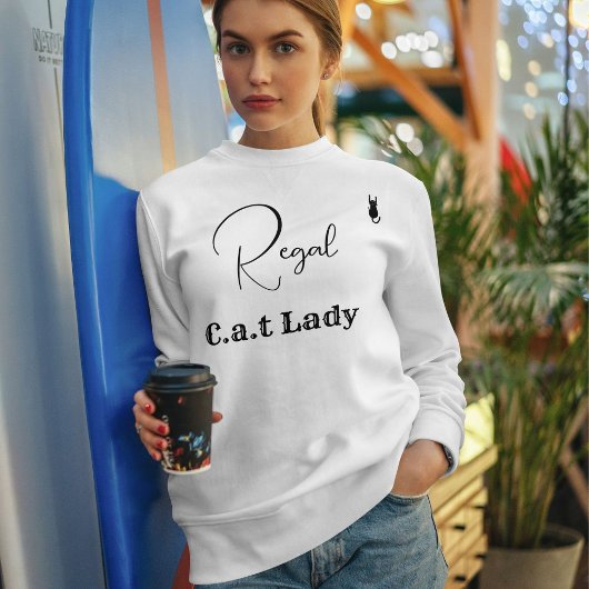 Customize Pet Lover White And Black Script Cat Mom スウェットシャツ