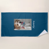 Customize Pet or Child's Photo & Name, Ocean Blue ビーチタオル (正面)