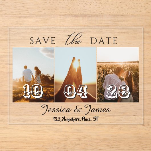 Customize Photo Personalized Save the Date アクリル招待状 (正面)