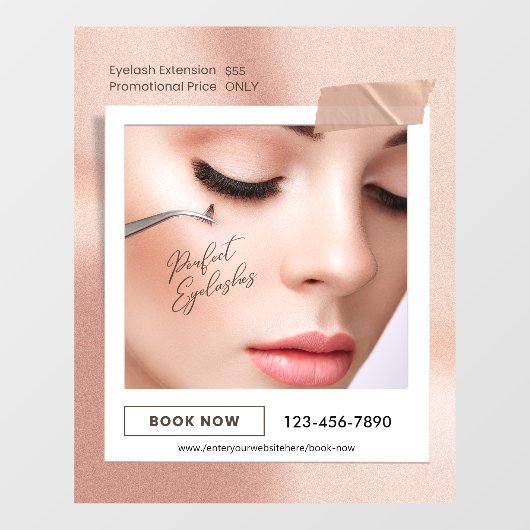 Customize Pink Elegant Aesthetic Eyelash Extension ウィンドウサイン (シート)
