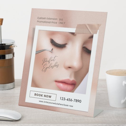 Customize Pink Elegant Aesthetic Eyelash Extension 台座サイン (インサイチュ)