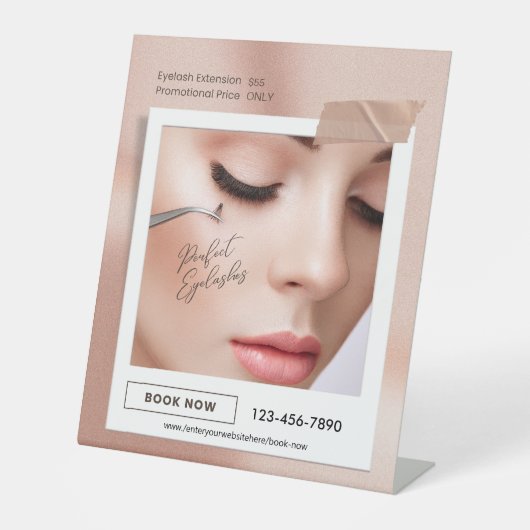 Customize Pink Elegant Aesthetic Eyelash Extension 台座サイン (正面)