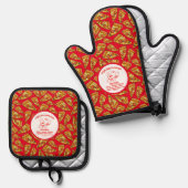 Customize Pizza Restaurant Detailed Pizza Chef  鍋つかみ&鍋敷きセット (正面/裏面)