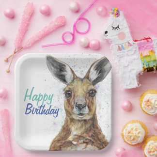 Customize Plate with Joe the Kangaroo ペーパープレート