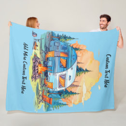 Customize Recreational Vehicle Camping Campfire フリースブランケット