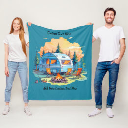 Customize Recreational Vehicle Camping Campfire フリースブランケット
