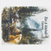 Customize Romantic Couple Mountain Stream Camping フリースブランケット (正面(横))