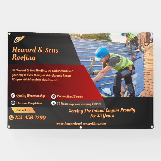 Customize Roofing Service Business Detailed 横断幕 (横)