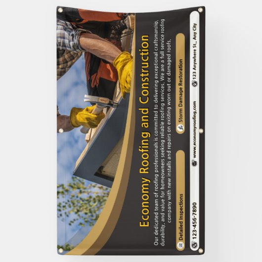 Customize Roofing Service Business Detailed 2  横断幕 (縦)