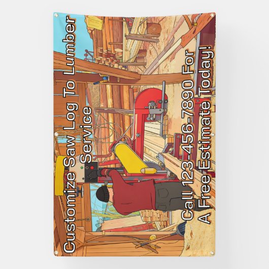 Customize Saw Log To Lumber Service Sign Banner 横断幕 (縦)