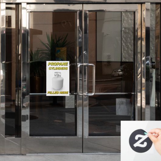 Customize Shop Logo Propane Cylinders Filled Here ウィンドウサイン (オフィスドア)