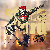 Customize Skateboard Shop Graphic Skull Skate Logo ウィンドウサイン (シート2)