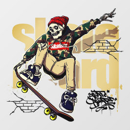 Customize Skateboard Shop Graphic Skull Skate Logo ウィンドウサイン