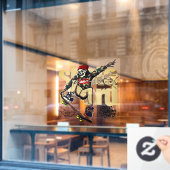 Customize Skateboard Shop Graphic Skull Skate Logo ウィンドウサイン (カフェ窓)