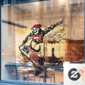 Customize Skateboard Shop Graphic Skull Skate Logo ウィンドウサイン (カフェ窓)