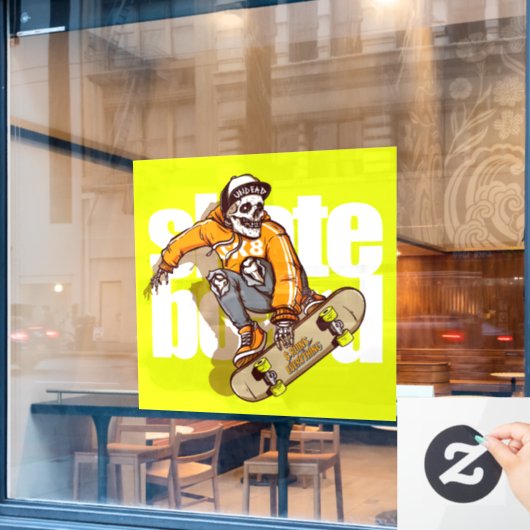 Customize Skateboard Shop Promo Skull Skater Logo ウィンドウサイン (カフェ窓)