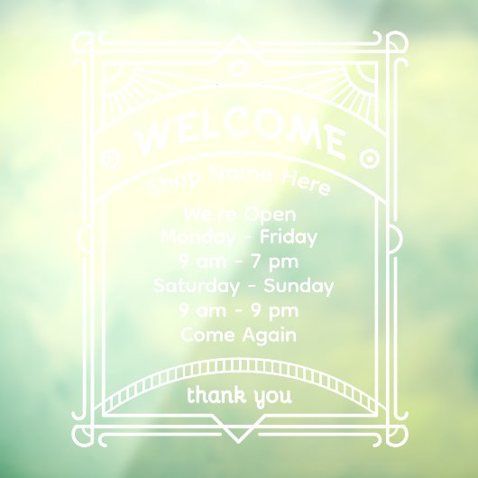 Customize Sunrise Restaurant Cafe Shop Open Hour 2 ウィンドウサイン (シート3)