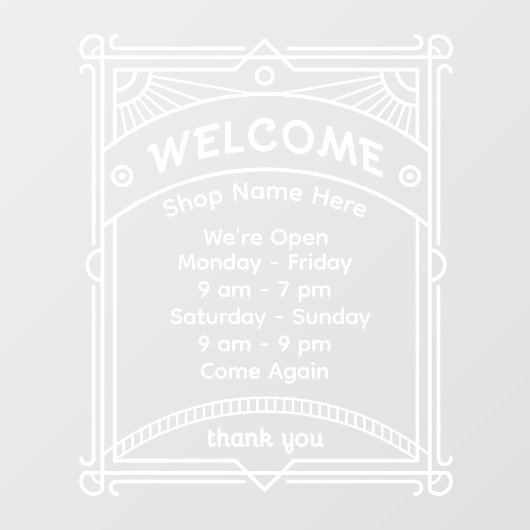 Customize Sunrise Restaurant Cafe Shop Open Hour 2 ウィンドウサイン (シート)