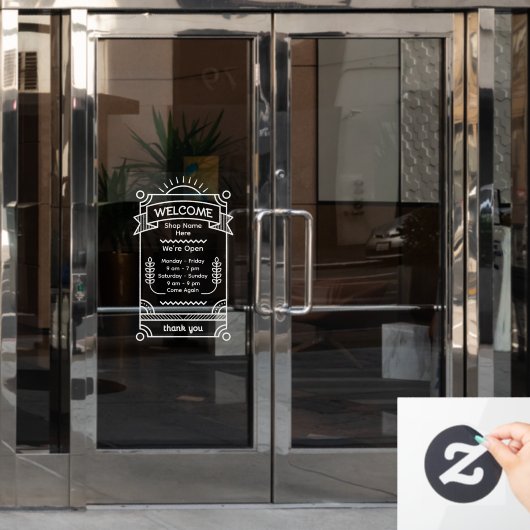 Customize Sunrise Restaurant Cafe Shop Open Hours ウィンドウサイン (オフィスドア)