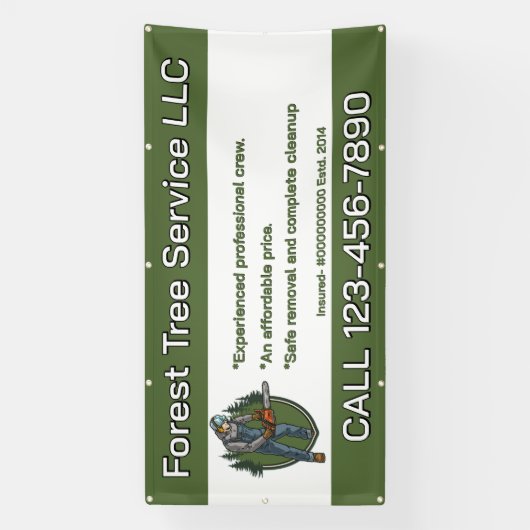 Customize Tree Service Man With Chainsaw Business 横断幕 (縦)