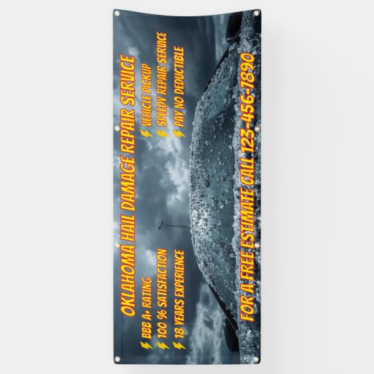 Customize Vehicle Hail Damage Repair Business 横断幕 (縦)