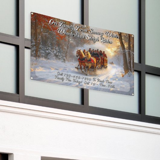 Customize Winter Wonderland Snow Sleigh Ride Promo 横断幕 (ビルの外側)