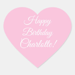 Customize with name, Happy Birthday, light pink ハートシール
