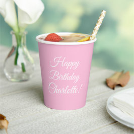 Customize with name, Happy Birthday, light pink 紙コップ