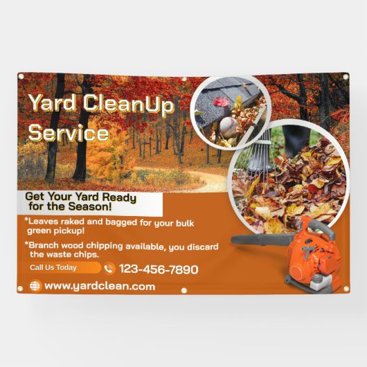 Customize Yard Leaf Clean Up Business Promotional 横断幕 (横)